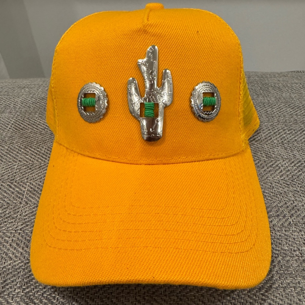 Yellow Baseball Cap with Silver Accents